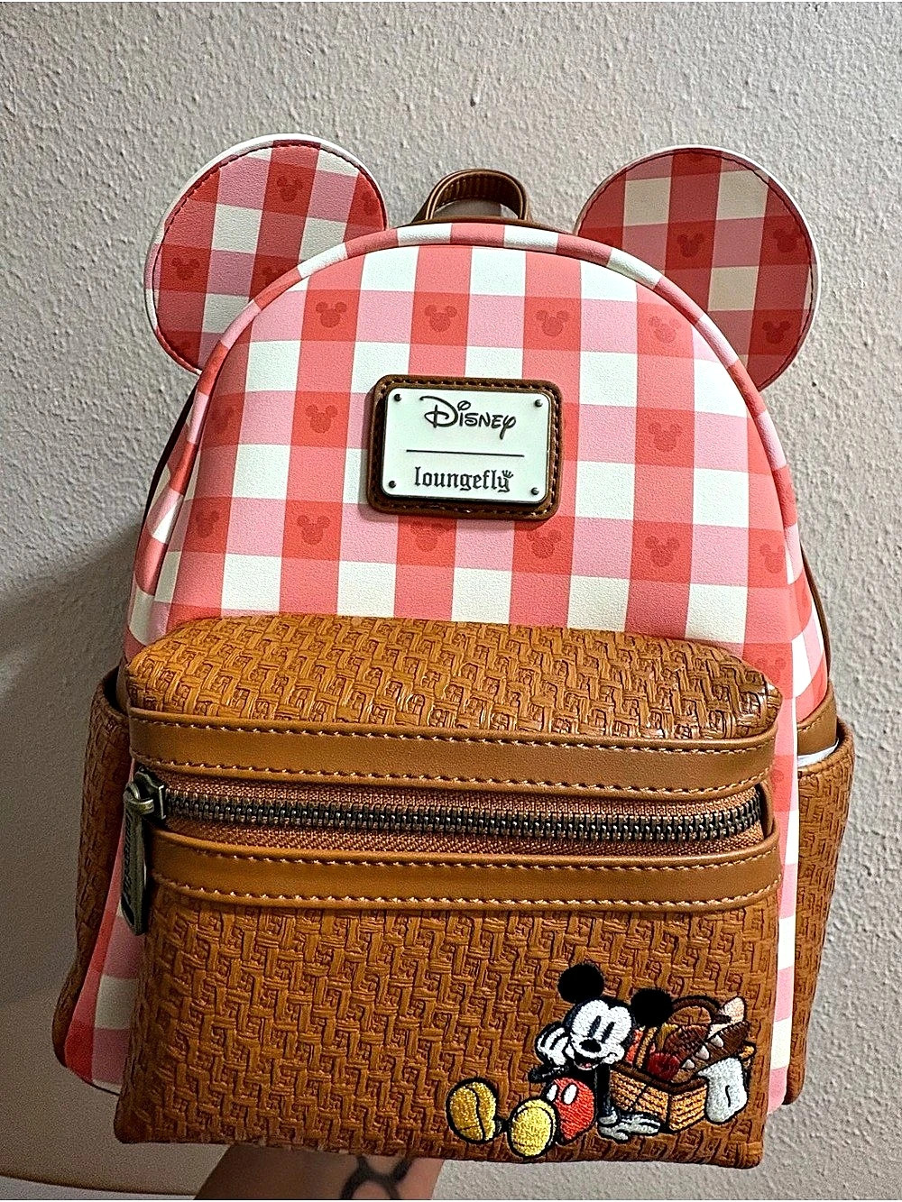 Loungefly Mickey and Friends Picnic Mini Backpack Pink & Brown